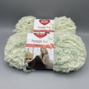 Red Heart‎ Hygge Fur 2 Skeins Nylon Yarn 7 Oz 260 Yds Each Eucalyptus Green